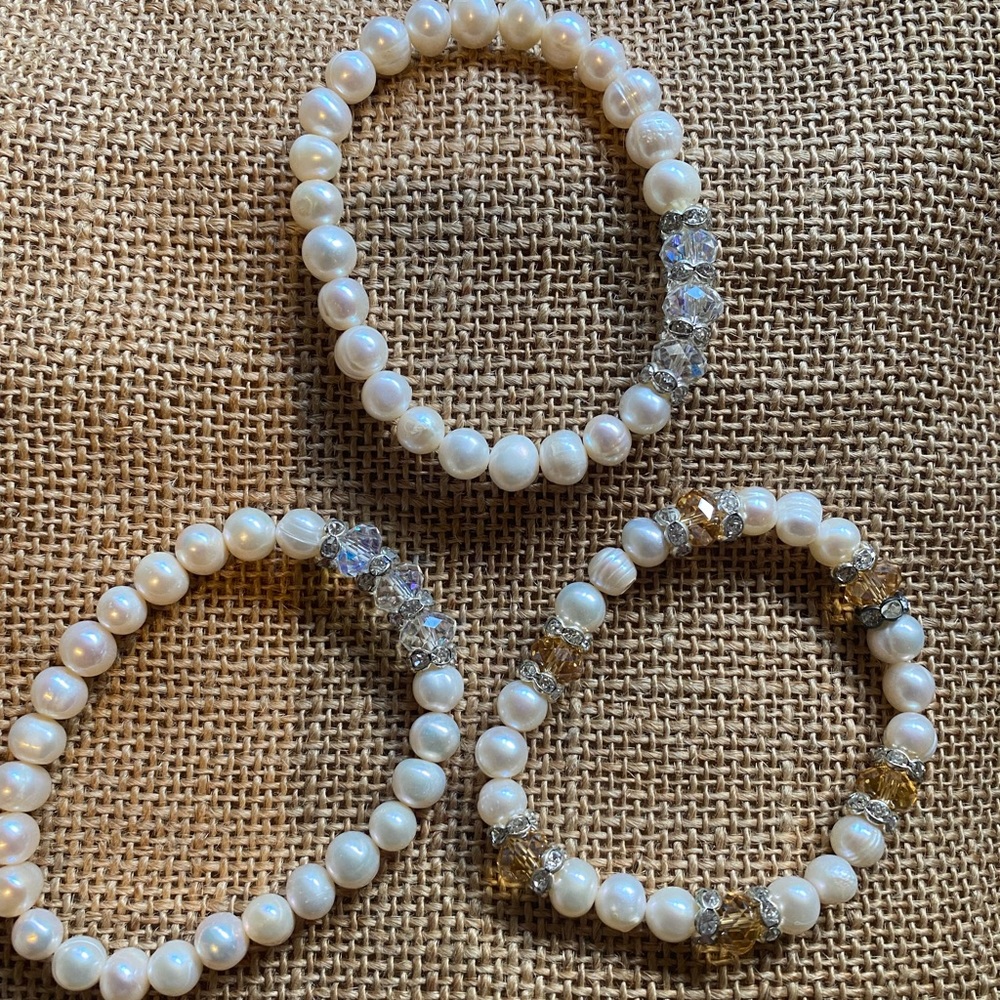 3 fake pearl bracelets